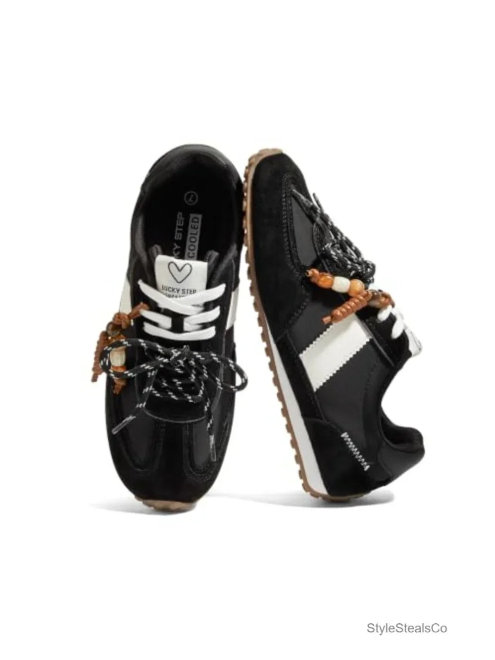 LUCKY STEP Women's Retro Fashion Sneakers Thin Sole Walking Shoes - Suede